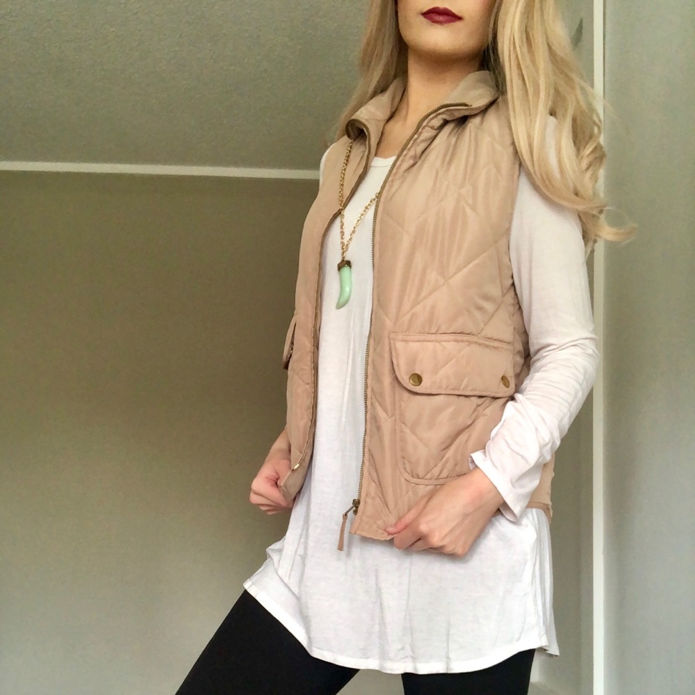 Tan Lightweight Vest with Gold Details